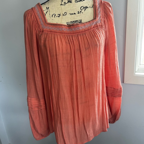 LC Lauren Conrad Pink Blouse with Square Neckline and Relaxed Fit - Picture 1 of 11